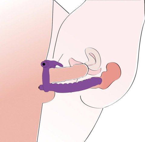 Dildo podwójna penetracja silikonowy masażer ring