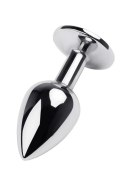 Silver anal plug TOYFA Metal,with a red gem