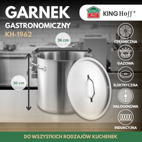 GARNEK GASTRONOMICZNY Z POKRYWĄ STALOWĄ 21L KINGHOFF KH-1962
