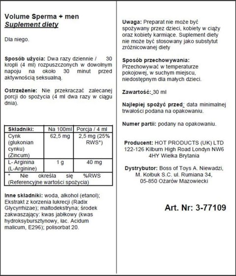 Krople dla mężczyzn SpermaPlus lepszy smak 30ml