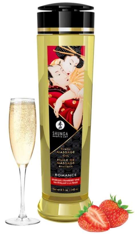 OLEJEK DO MASAŻU SHUNGA ROMANCE TRUSKAWKA SZAMPAN 240ML DLA PAR