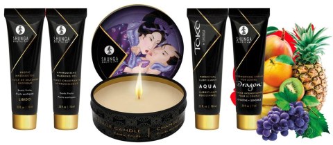 Zestaw świeca olejek żel do masażu Shunga exotic