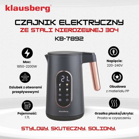 CZAJNIK ELEKTRYCZNY 1,7L KLAUSBERG KB-7892 LED REGULACJA TEMPERATURY
