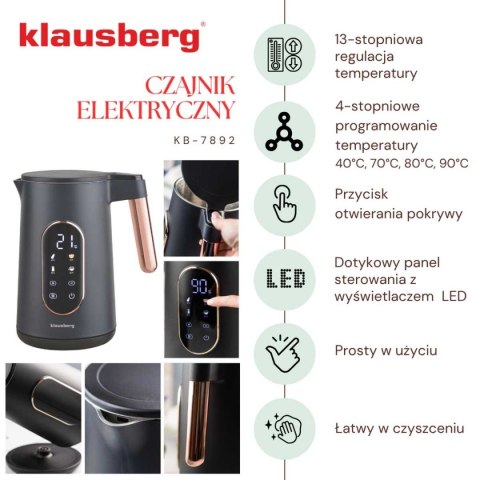 CZAJNIK ELEKTRYCZNY 1,7L KLAUSBERG KB-7892 LED REGULACJA TEMPERATURY