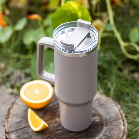 STALOWY KUBEK TERMICZNY TERMOS 1100ml Z RĄCZKĄ I SŁOMKĄ KLAUSBERG KB-7943