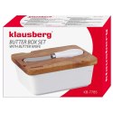 MASELNICZKA PORCELANOWA Z NOŻYKIEM KLAUSBERG KB-7785 BIAŁA