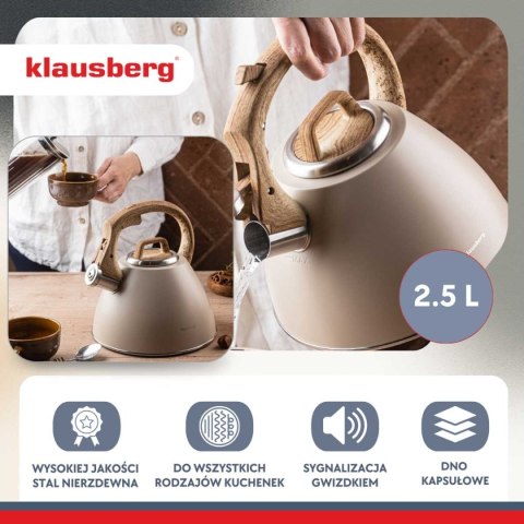 CZAJNIK STALOWY Z GWIZDKIEM 2,5L KLAUSBERG KB-7954