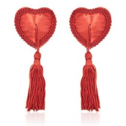 Nakładki Na Biust Heart Nipples Tassels Czerwone Samoprzylepne