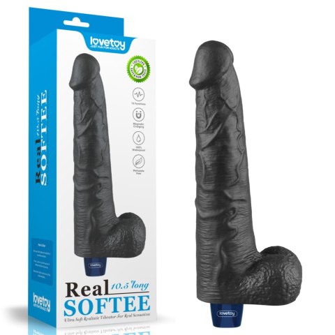 10.5" REAL SOFTEE Rechargeable TPE Vibrating Dildo(Black)