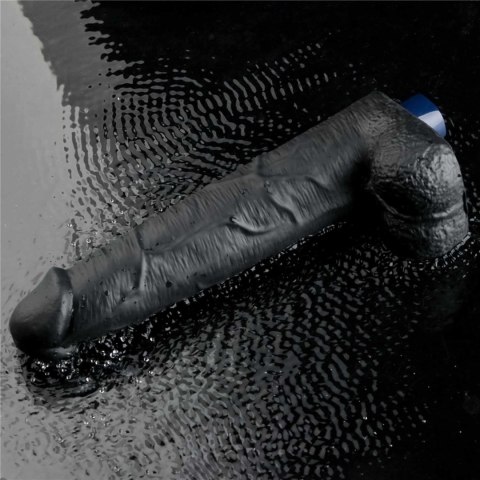 10.5" REAL SOFTEE Rechargeable TPE Vibrating Dildo(Black)