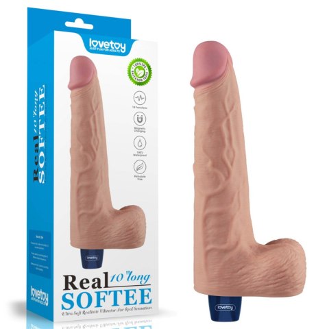 10" REAL SOFTEE Rechargeable TPE Vibrating Dildo(Flesh)
