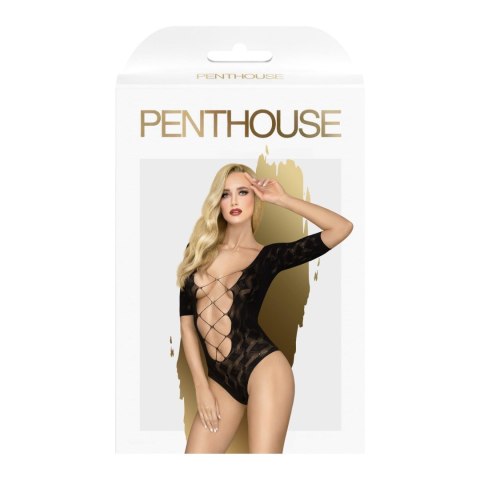 Bielizna Teddy Penthouse Salute Me XL Czarny Nylon Elastan
