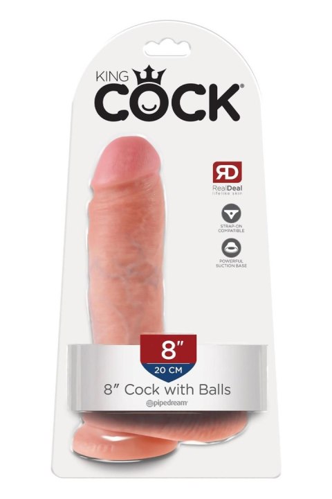 King Cock 8” realistyczne dildo z przyssawką 20 cm PVC Light