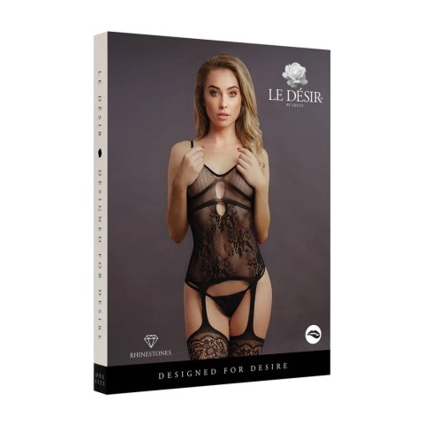 Suspender Rhinestone Bodystocking - One Size