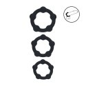 Beaded Silicone Cockring Set of 3 - S/M/L - Black