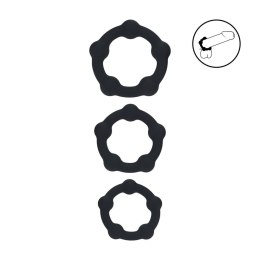 Beaded Silicone Cockring Set of 3 - S/M/L - Black