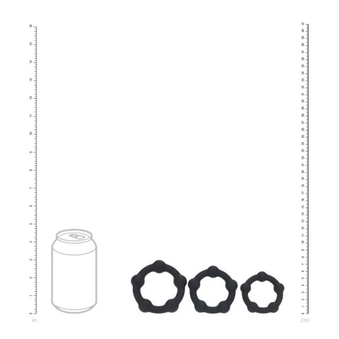 Beaded Silicone Cockring Set of 3 - S/M/L - Black