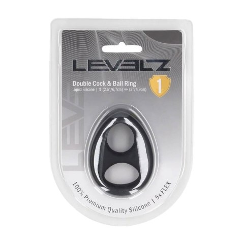 Double Liquid Silicone Cock and Ball Ring - Black