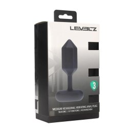 Hexagonal Vibrating Silicone Anal Plug - M - Black