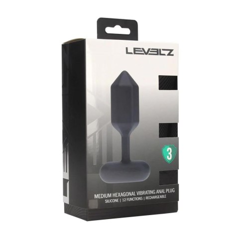 Hexagonal Vibrating Silicone Anal Plug - M - Black