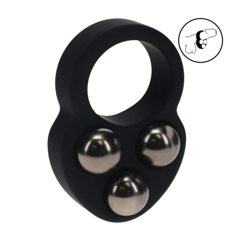 Liquid Silicone Triple Weighted Ball Cockring - Black