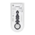 Ribbed Silicone Anal Probe with Loop - Black