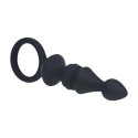Ribbed Silicone Anal Probe with Loop - Black