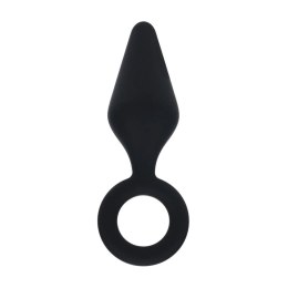 Silicone Anal Plug with Loop - M - Black