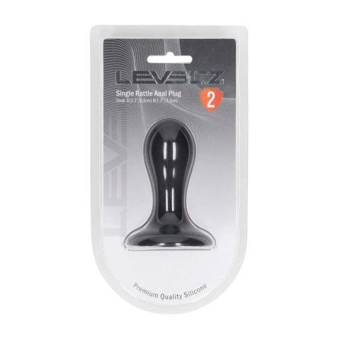 Single Rattle Liquid Silicone Anal Plug - S - Black