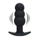 Tri Bulb Vibrating Silicone Anal Plug - Black