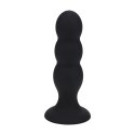 Tri Rattle Liquid Silicone Anal Plug - L - Black