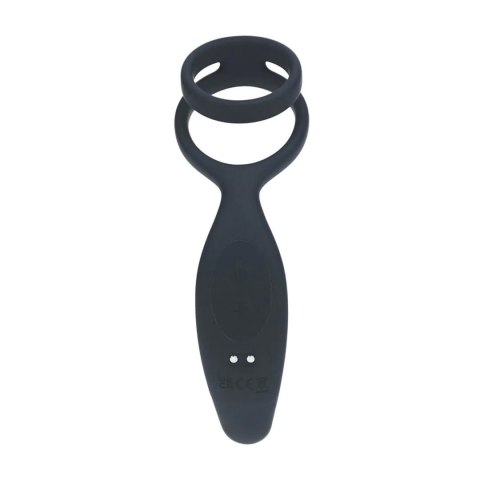 Vibrating Silicone Prostate Stimulator with Cock and Ball Ring - Black