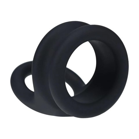 Wide Double O Silicone Cockring - L - Black