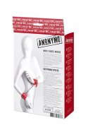 Anonymo handcuffs, PU leather, red, 27 cm