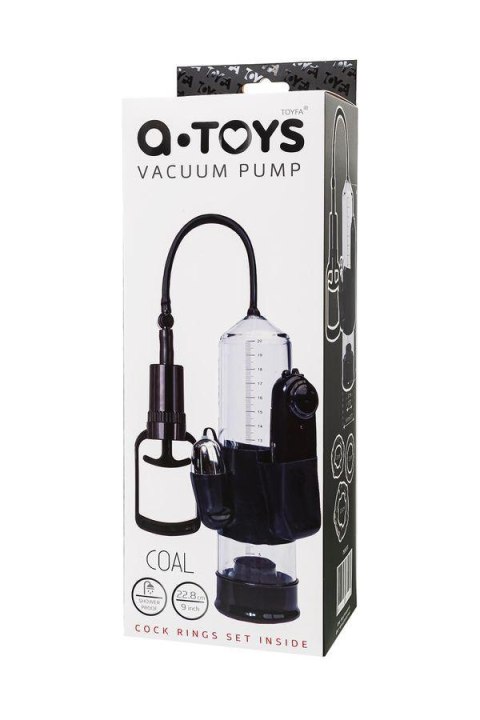 A-TOYS, Penis Pump Coal, with vibro, PVC, Transparent, 22,8 cm