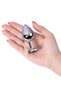 Silver anal plug TOYFA Metal,with a amethyst colored gem