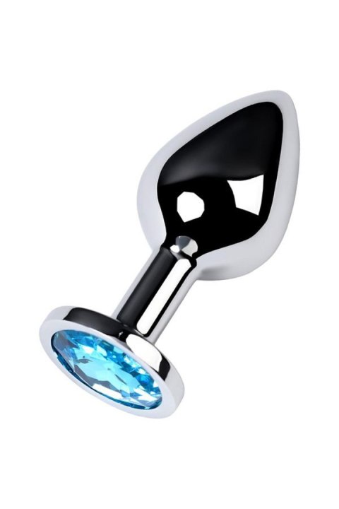 Silver anal plug with gem, turquoise