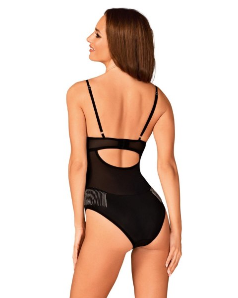 Body Milladis Czarny Z Fiszbinami Koralki Siateczka XL 2XL