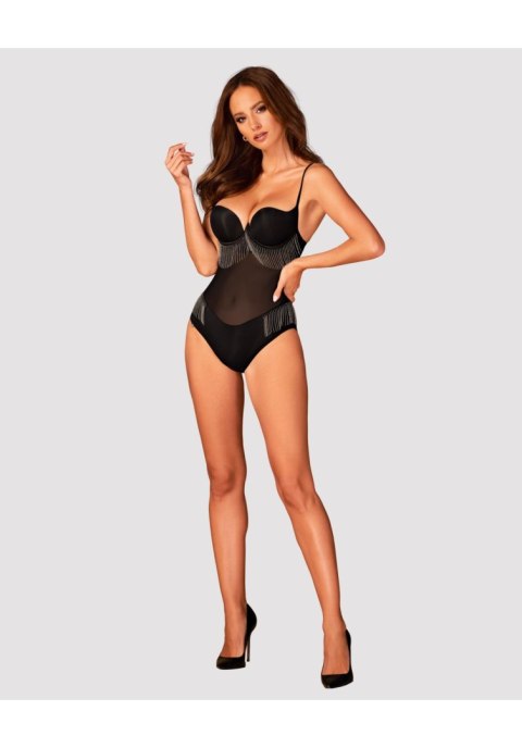 Body Milladis Czarny Z Fiszbinami Koralki Siateczka XL 2XL
