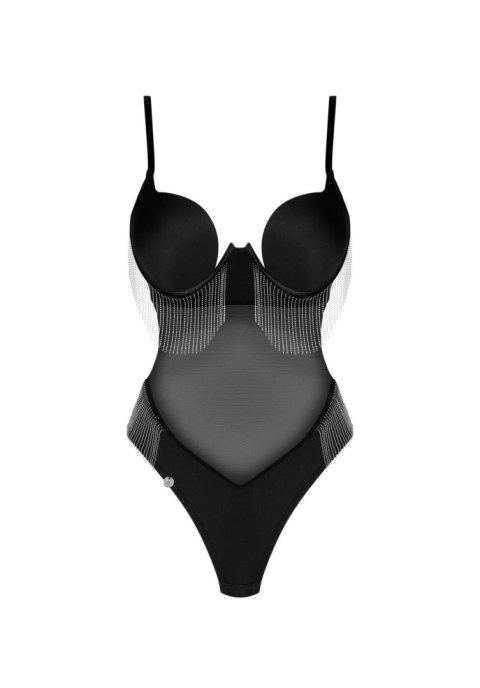 Body Milladis Czarny Z Fiszbinami Koralki Siateczka XL 2XL