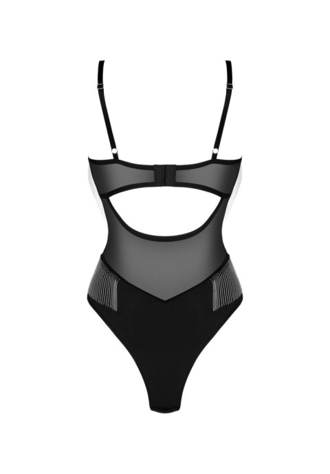 Body Milladis Czarny Z Fiszbinami Koralki Siateczka XL 2XL