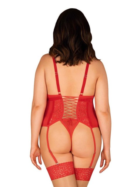 Gorset Blossmina Czerwony Koronkowy 6XL/7XL Stringi Regulowane Ramiączka