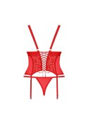 Gorset Blossmina Czerwony Koronkowy 6XL/7XL Stringi Regulowane Ramiączka