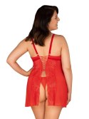 Bielizna Blossmina Koszulka i Stringi 6XL/7XL Czerwona Koronka Gorset