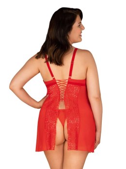 Bielizna Blossmina Koszulka i Stringi 6XL/7XL Czerwona Koronka Gorset