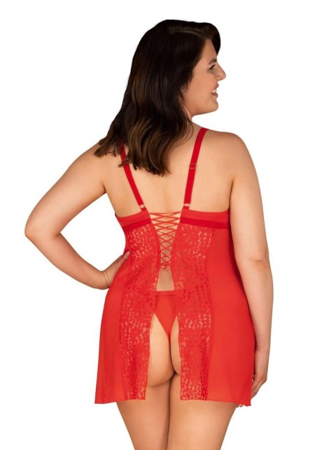Bielizna Blossmina Koszulka i Stringi 6XL/7XL Czerwona Koronka Gorset