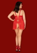 Bielizna Blossmina Koszulka i Stringi 6XL/7XL Czerwona Koronka Gorset