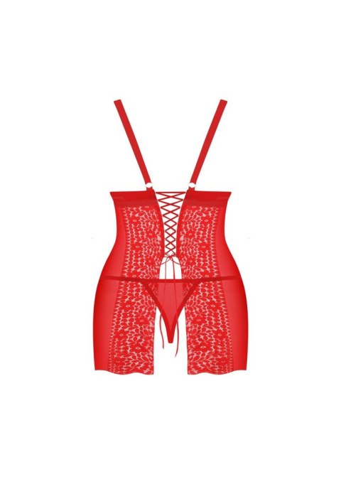 Bielizna Blossmina Koszulka i Stringi 6XL/7XL Czerwona Koronka Gorset