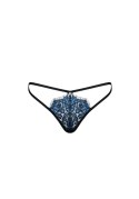 Stringi Yassmyne L/XL Koronkowe Niebieskie Paseczki Kwiatowy Wzór