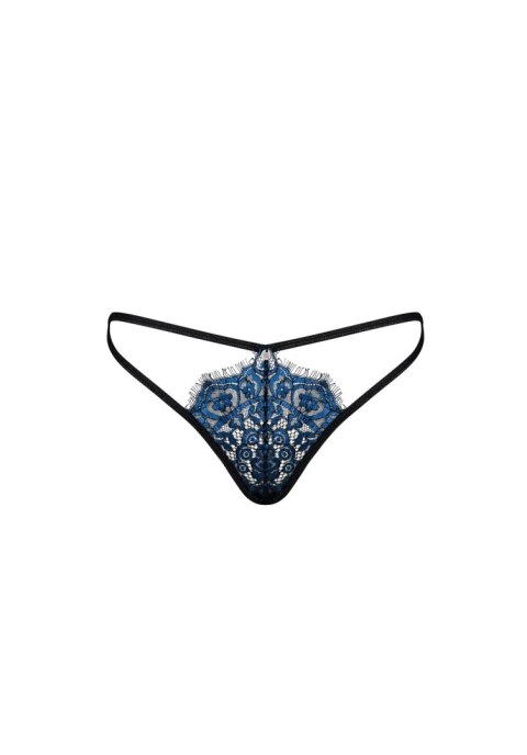 Stringi Yassmyne L/XL Koronkowe Niebieskie Paseczki Kwiatowy Wzór